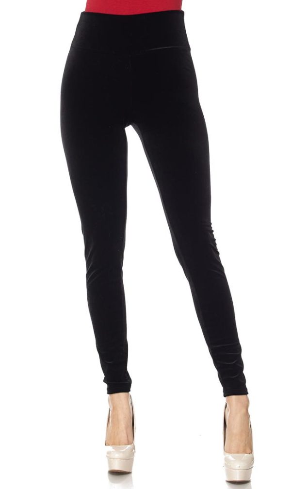 High Waisted Velvet Leggings in Black (Plus Sizes Available)